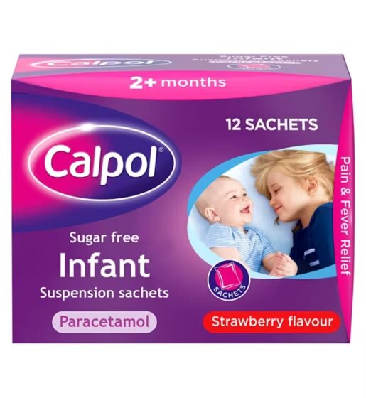 Calpol 120mg/5ml Sugar Free Infant Oral Suspension Strawberry Flavour Sachets